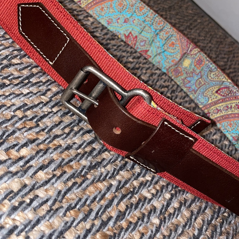 Red Canvas Belt sz 36 made in Italy